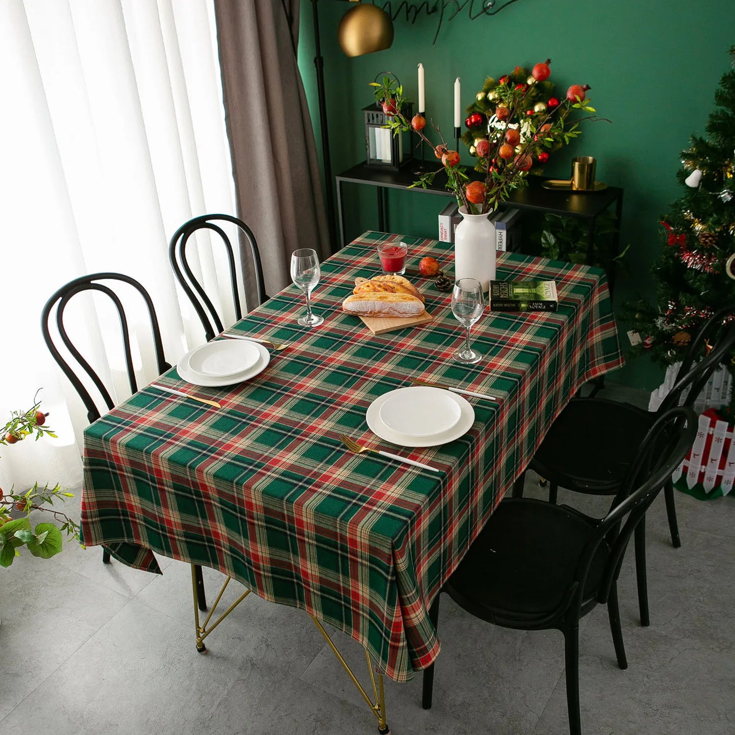 Classic Red &amp; White Plaid Cotton Tablecloth – Multi-Size, European Style