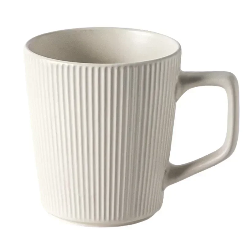 Matte Embossed Stripe Ceramic Mug