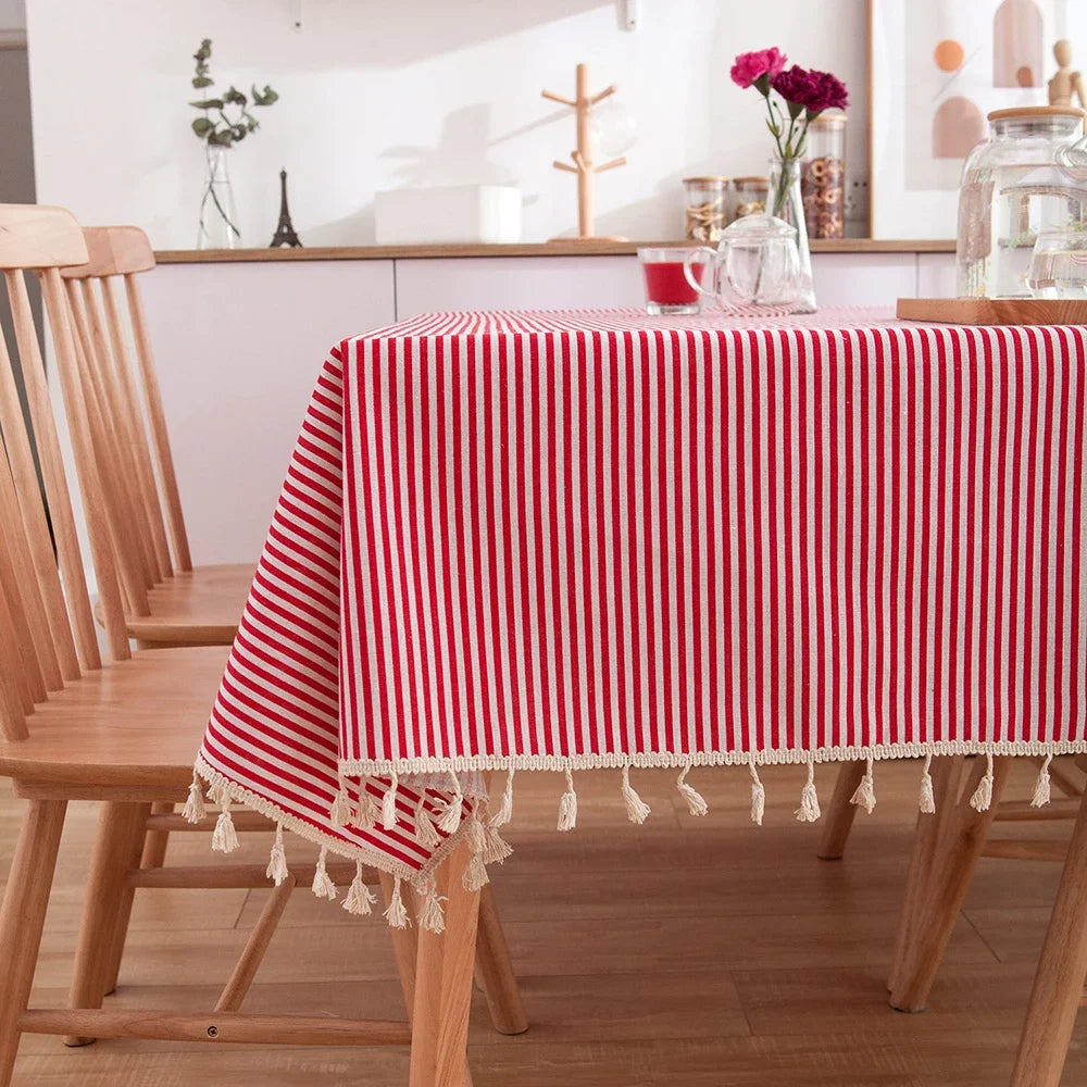 Pastoral Style Plaid Tablecloth – Linen &amp; Cotton Blend