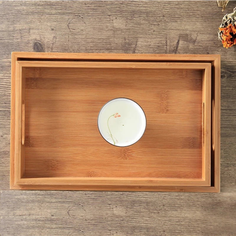 Natural Bamboo Wooden Serving Tray