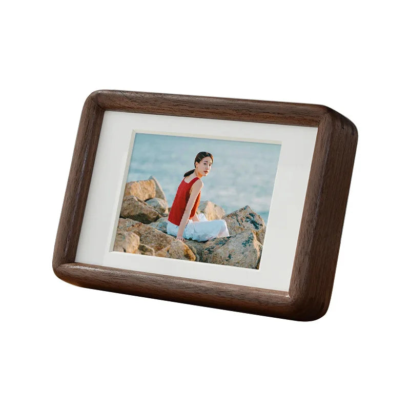 Modern Rectangular Wooden Photo Frame with Mat