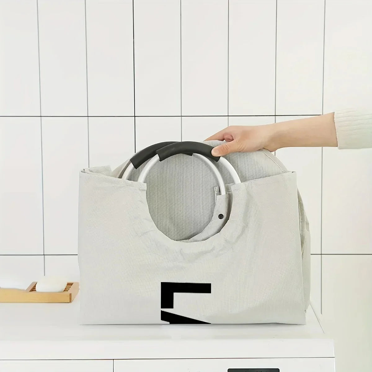 Collapsible Laundry Hamper with Aluminum Handle – Large Capacity Clothes Basket