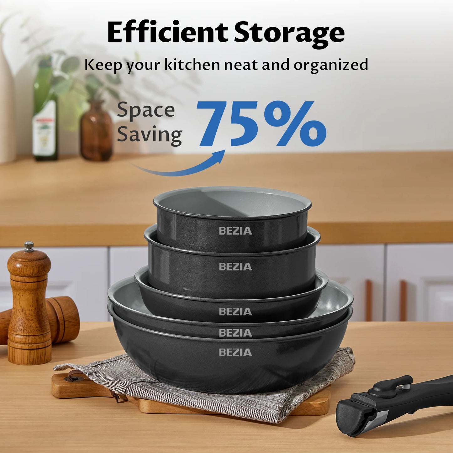 13-Piece Non-Stick Ceramic Cookware Set with Removable Handles