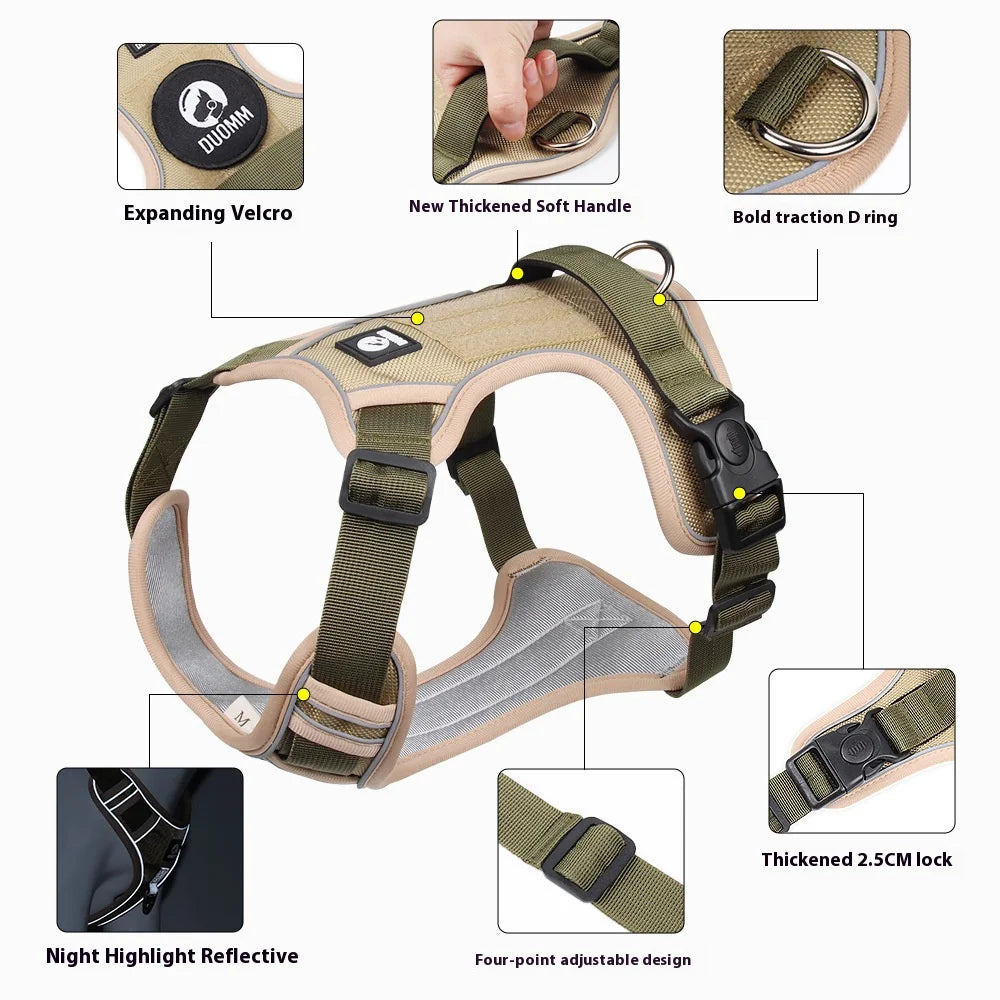 Anti-Pull Reflective Dog Harness – Adjustable, Chew-Proof, Durable for Large Dogs