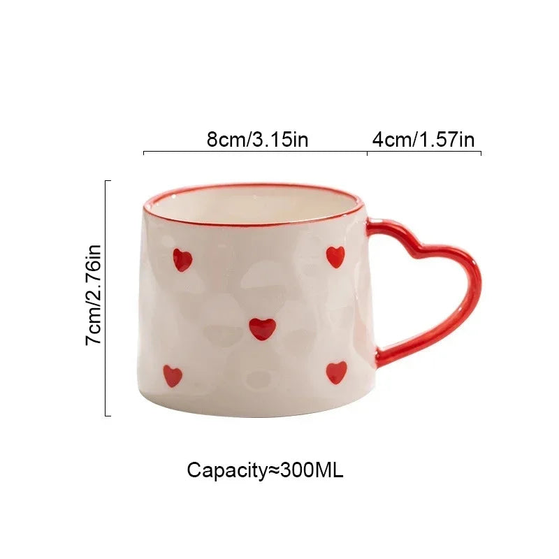 Cute Heart Ceramic Mug, 10–13.5 fl oz Coffee Cup
