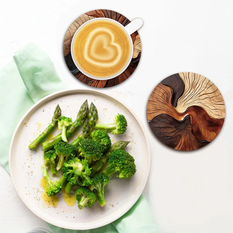 Retro Wooden Coaster Set – Vintage Style Drink Coasters (Set of 6)