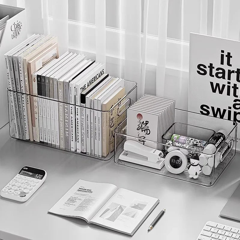 Acrylic Desktop Storage Box – Clear Organizer for Office, Dorm, or Home