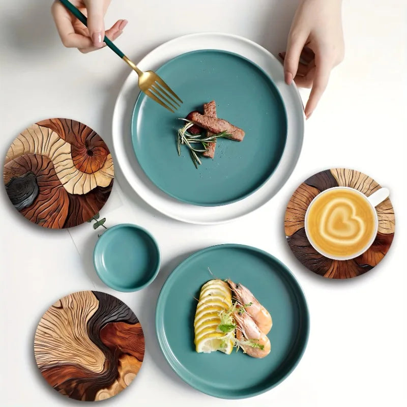 Retro Wooden Coaster Set – Vintage Style Drink Coasters (Set of 6)