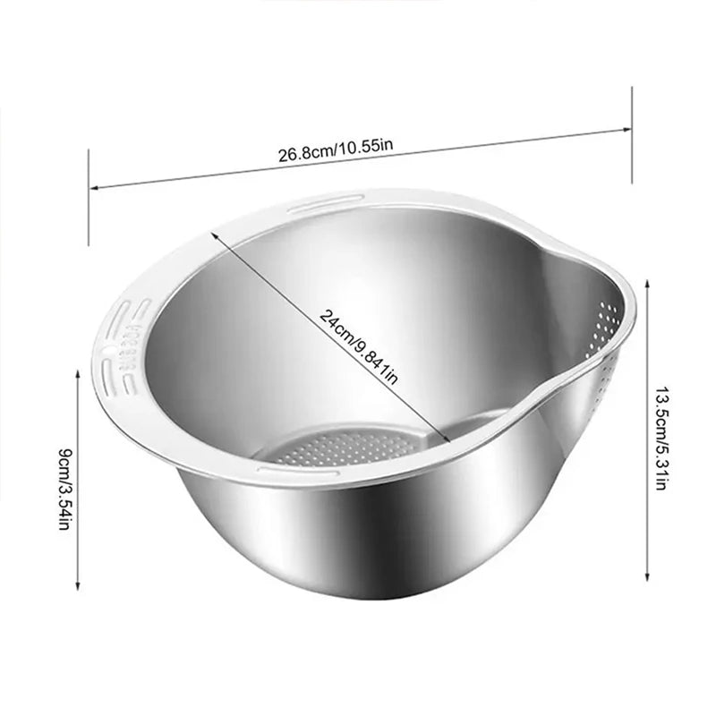 Stainless Steel Rice Washer &amp; Strainer Bowl