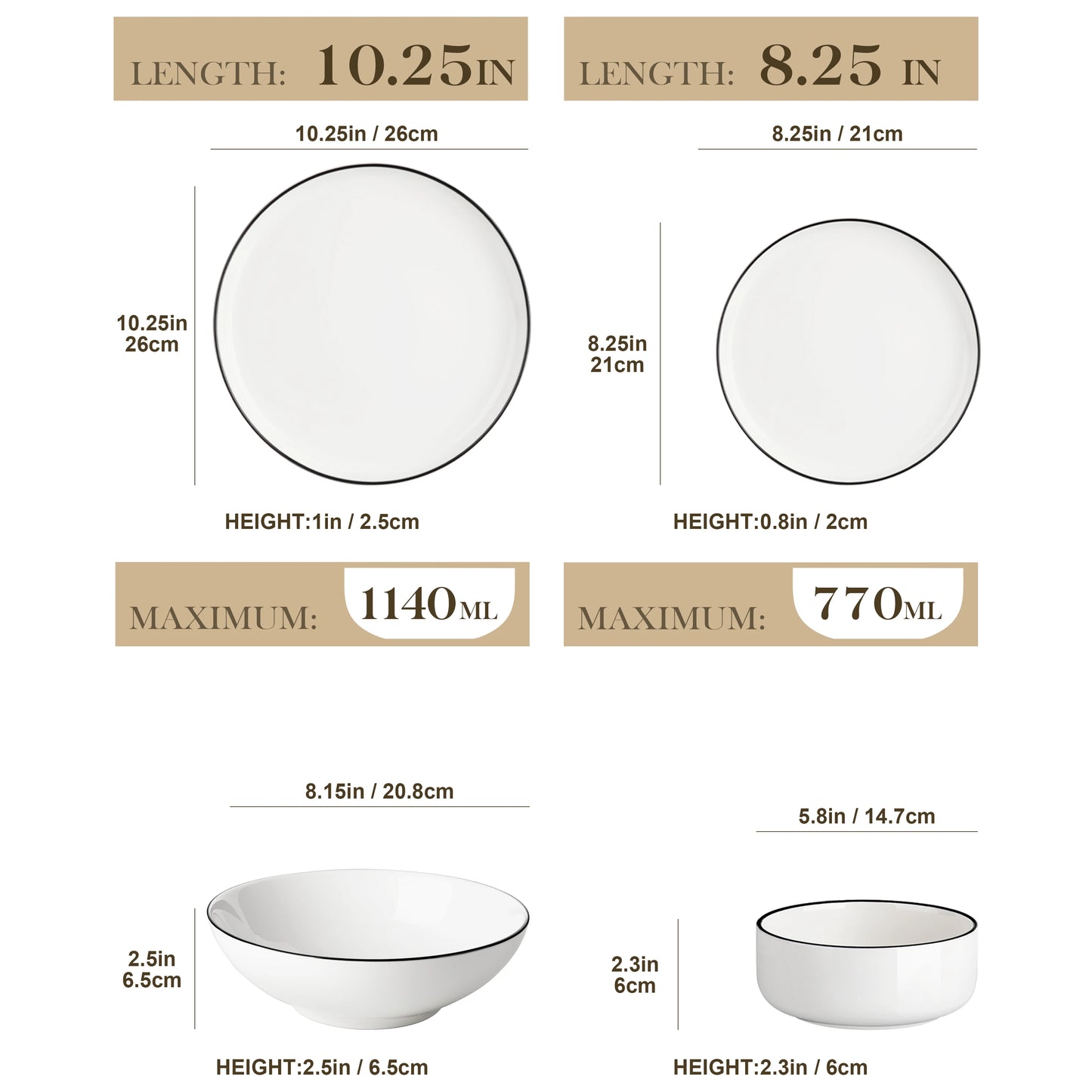 24-Piece Ceramic Dinnerware Set – Ivory White