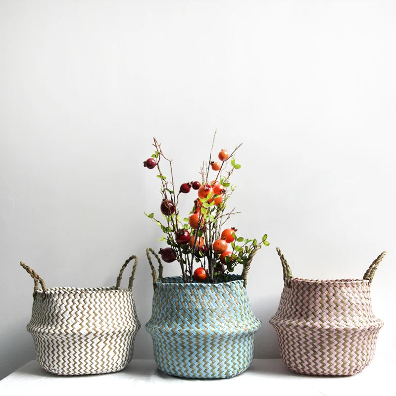 Handwoven Wicker Wall Basket – Foldable Multi-Purpose Storage &amp; Flower Display