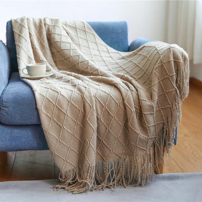 Cozy Knit Throw Blanket – Soft, Lightweight &amp; Travel-Friendly