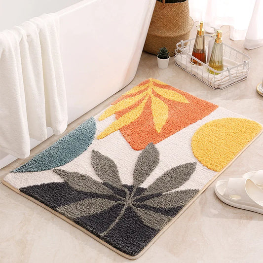 Ultra Soft Microfiber Non-Slip Bath Mat – Leaf Pattern