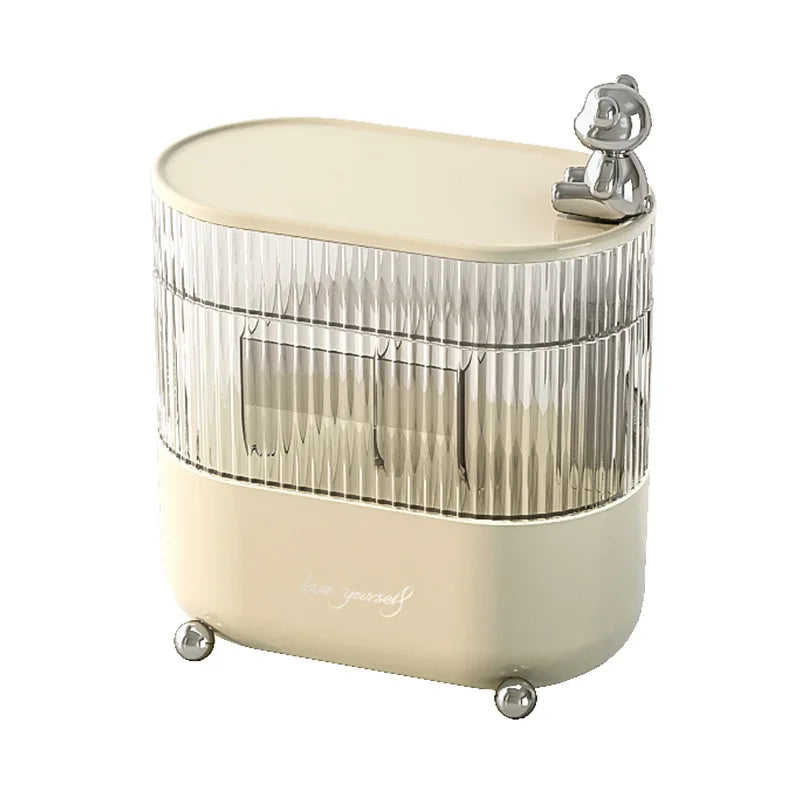 Rotating Desktop Storage Box – 3/4 Tier Covered Organizer