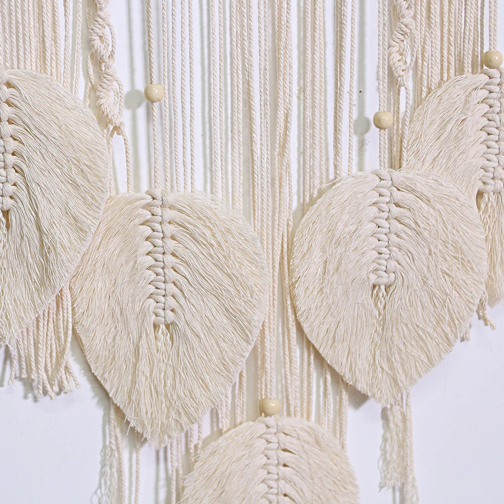 Boho Dream Catcher Wall Hanging – Handwoven Leaf &amp; Evil Eye Decor