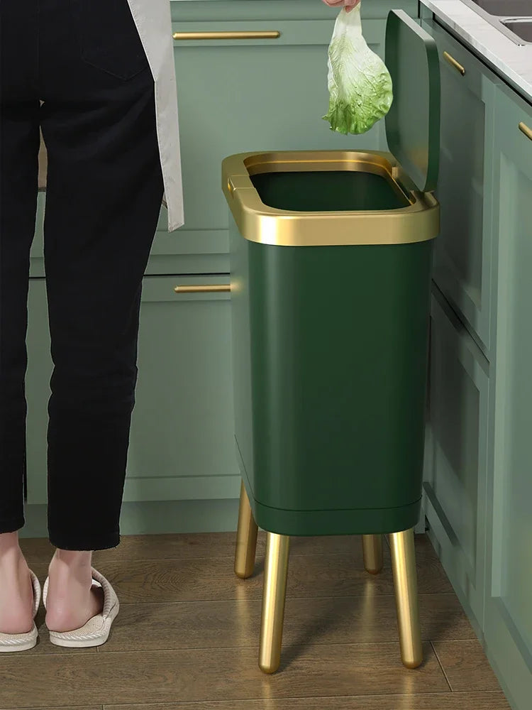 Slim Press-Top Trash Bin with High Legs