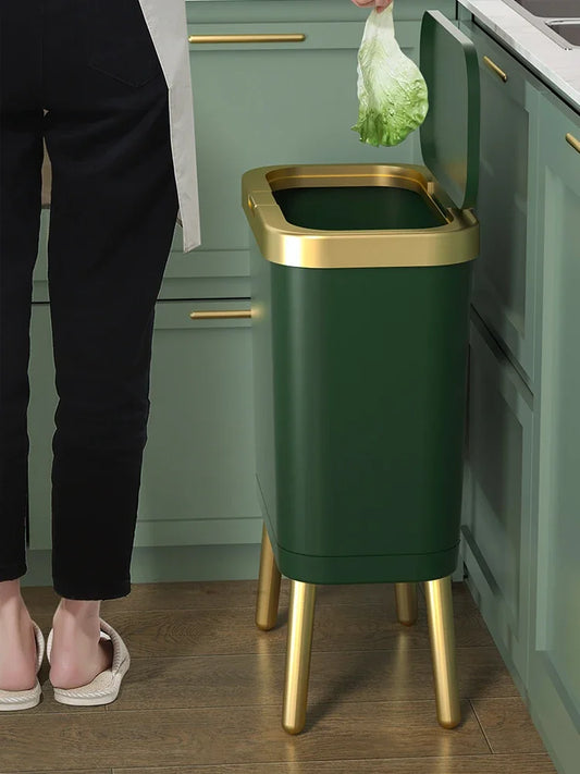 Slim Press-Top Trash Bin with High Legs