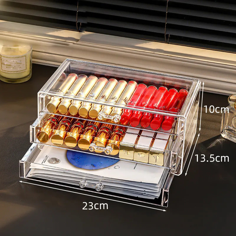 Acrylic Drawer-Style Makeup Brush Organizer – Transparent &amp; Grey