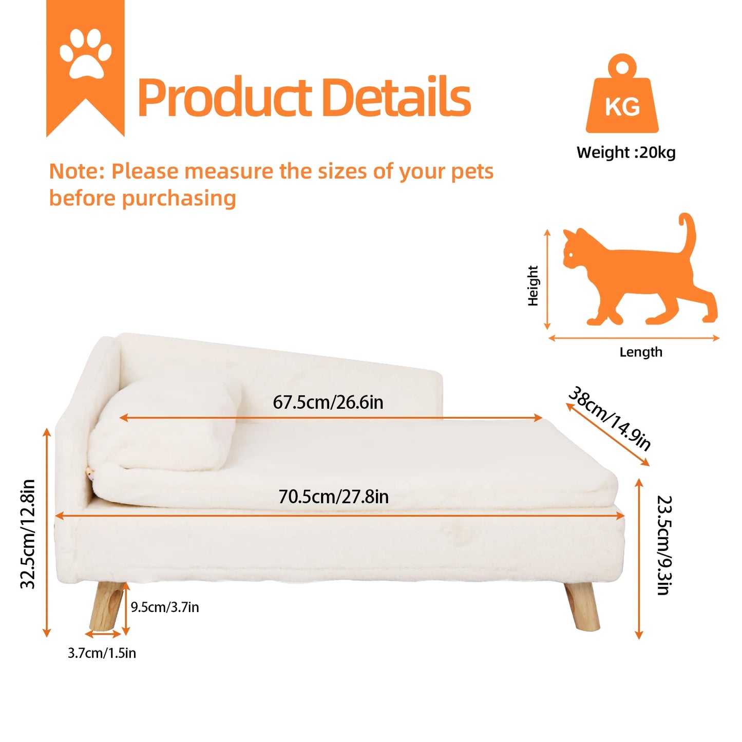 BINGOPAW L-Shaped Wooden Dog Sofa Bed