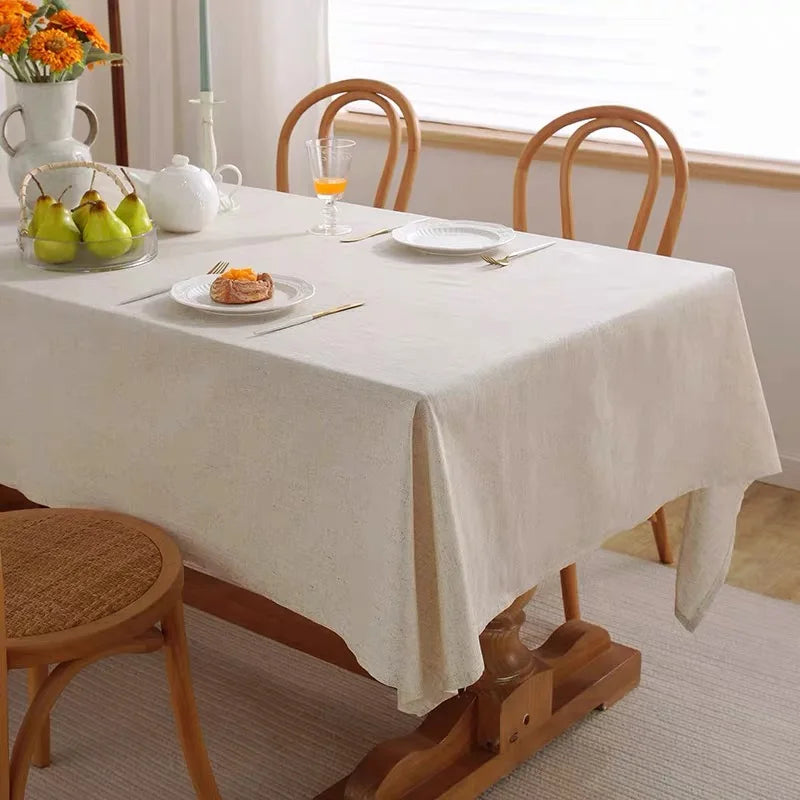 Ruffled Cotton Linen Tablecloth – Nordic Style, Oilproof &amp; Elegant Design