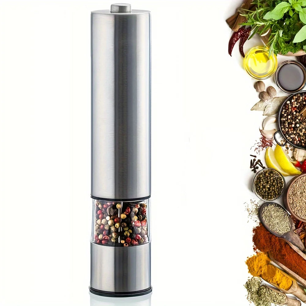 Electric Salt & Pepper Grinder Set – Stainless Steel, Adjustable Mills with Light