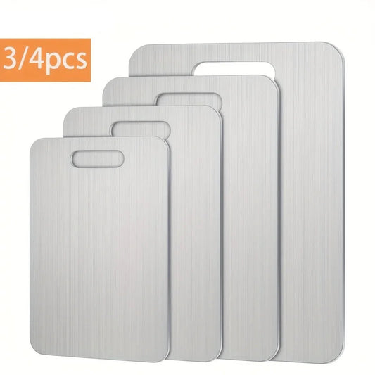 3/4-Piece Stainless Steel Double-Sided Cutting Board Set