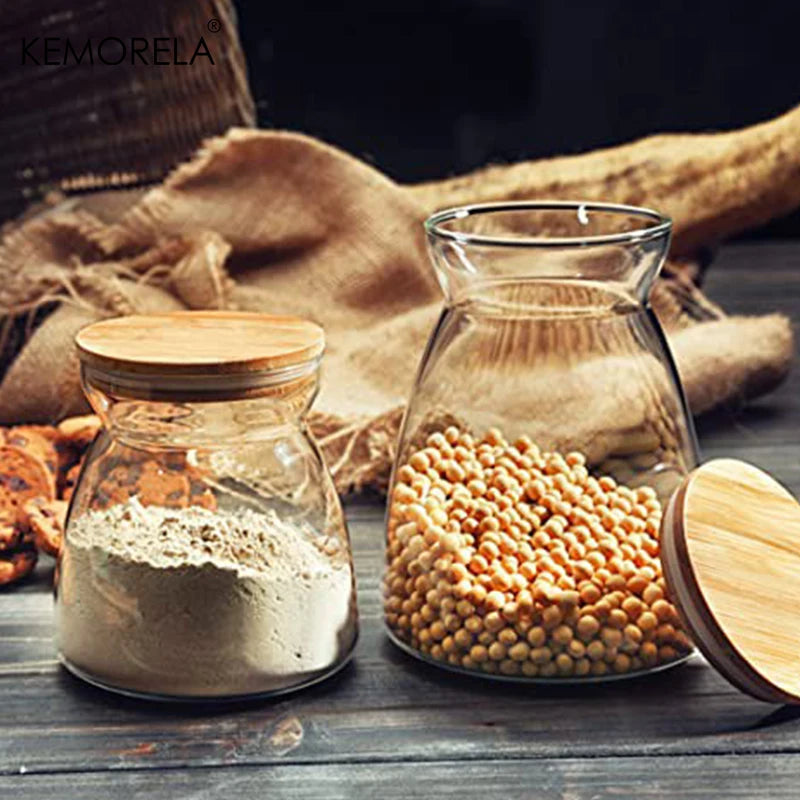 Airtight Glass Storage Jar with Wooden Lid