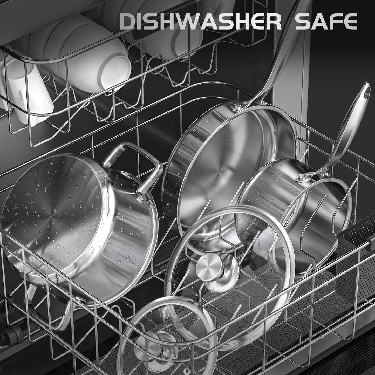 16-Piece Stainless Steel Cookware Set – 304 Steel Pots & Pans with Lids