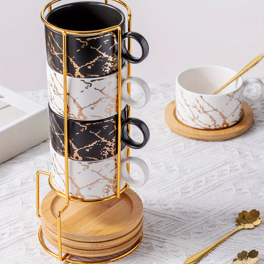 Marble Ceramic Mug Set – Insulated Holiday Coffee Cup