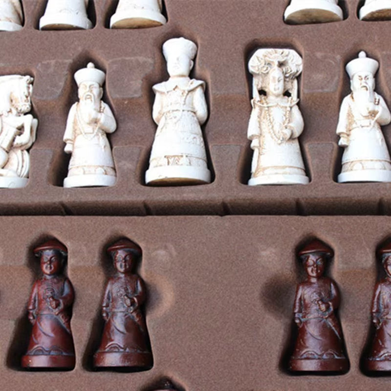 Antique Chess Set Resin Large Chess Figures Shape Leather Chess Board Game Pieces Christmas Birthday Parent-Child Gifts