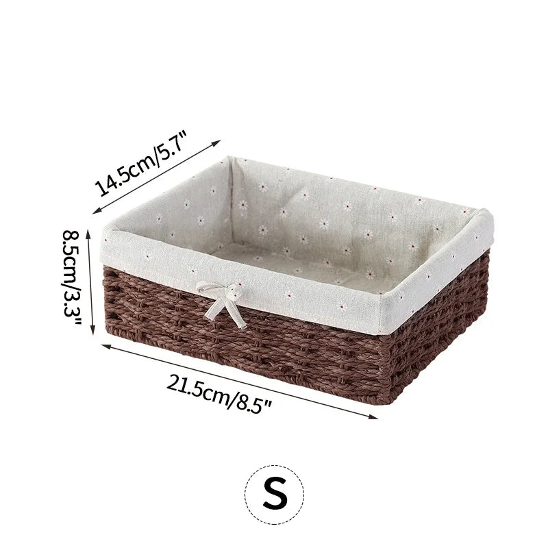 Woven Storage Baskets Wicker Basket for Gifts Kitchen Organizer Bathroom Organizing Baskets Desktop Organizer Container
