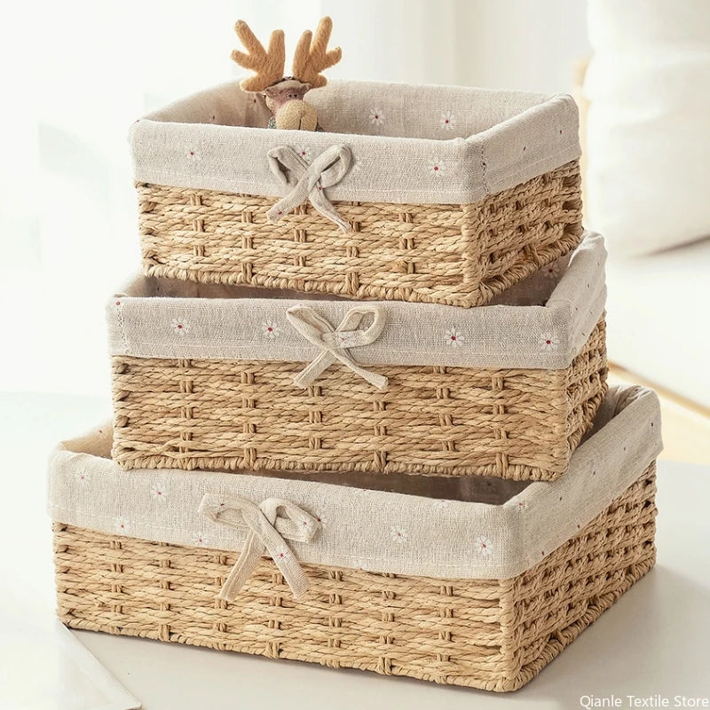 Woven Storage Baskets Wicker Basket for Gifts Kitchen Organizer Bathroom Organizing Baskets Desktop Organizer Container