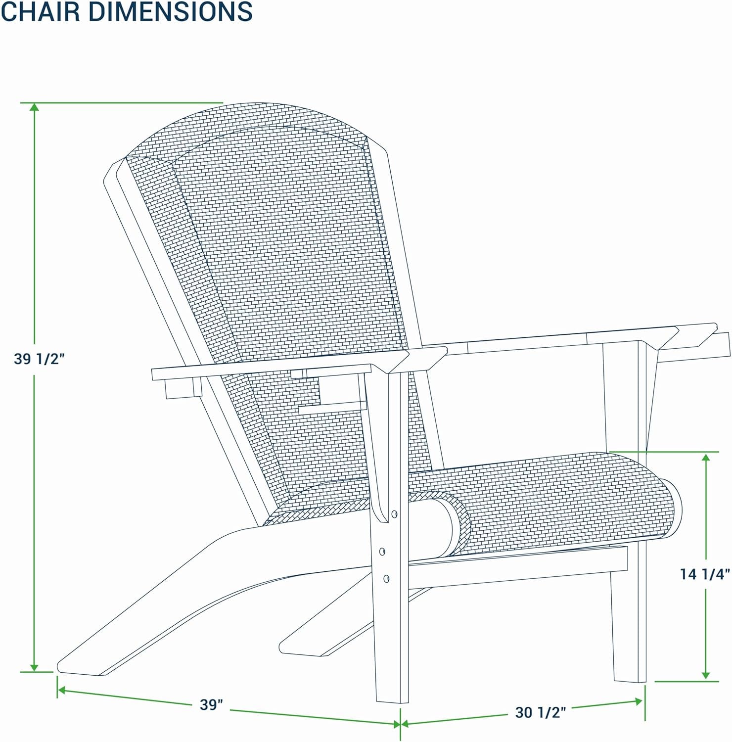 Auburn Padded Upholstered Outdoor Adirondack Chair, Teak Wood and All-Weather Wicker