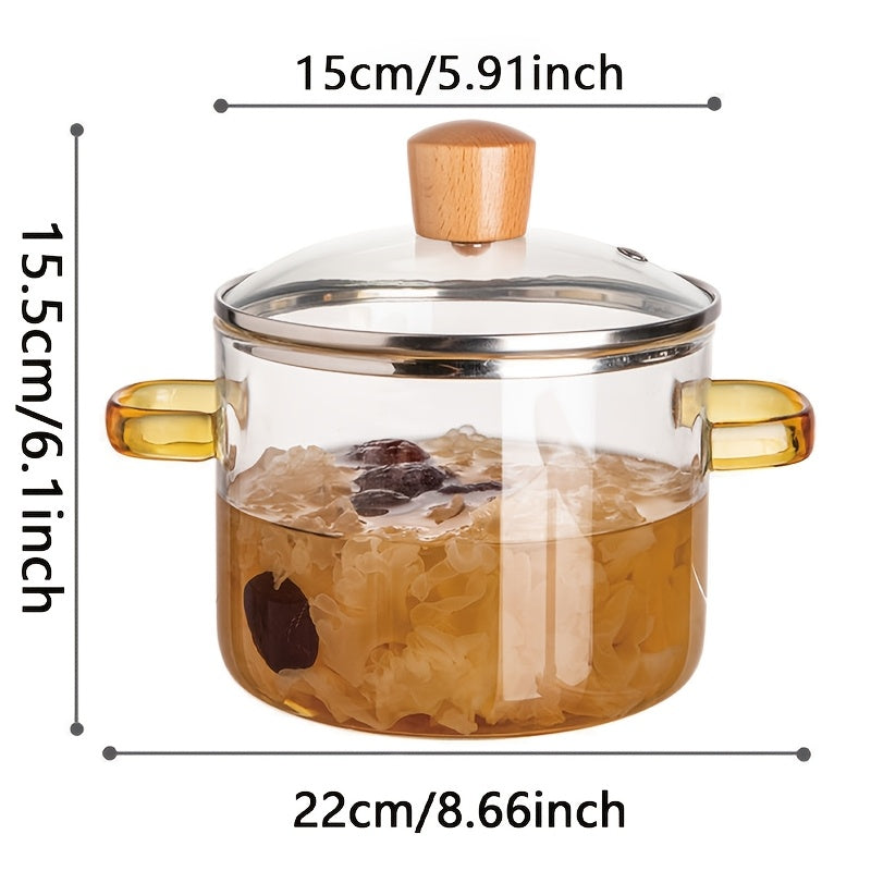 Glass Cooking Pot with Lid and Handles