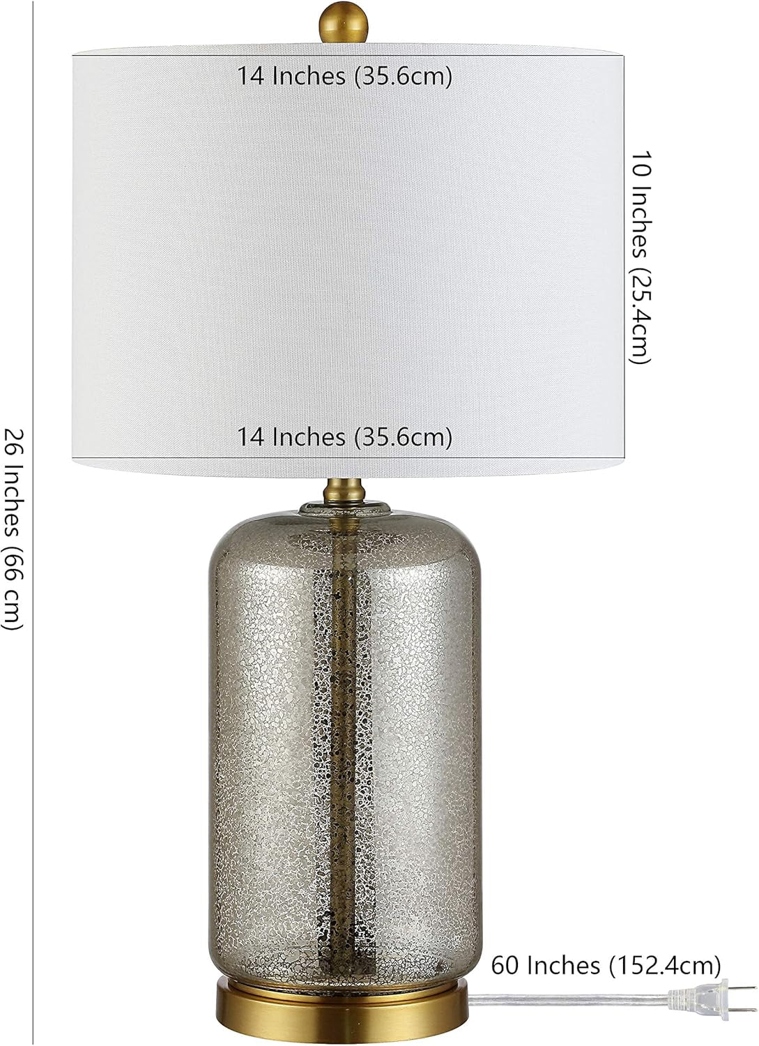Lighting Collection Novah Silver Glass 26-Inch Bedroom Living Room Home Office Desk Nightstand Table Lamp (LED Bulb Included)