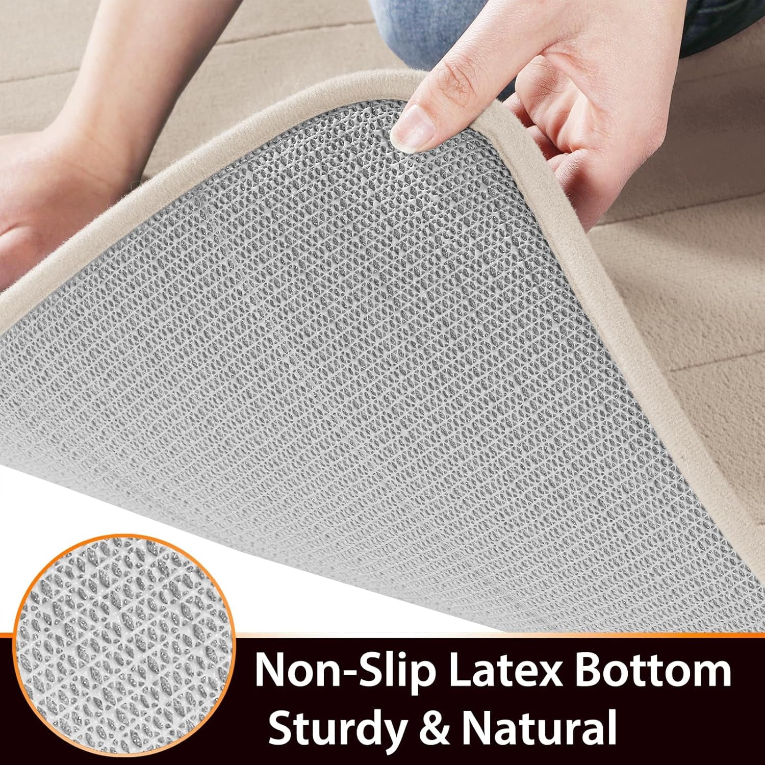 3 Pieces Memory Foam Bath Mat Set with U-Shaped Toilet Rug - Non Slip Super Soft Absorbent Quick Dry Bathroom Rugs for Bathtub, Vanity & Toilet Base, Beige
