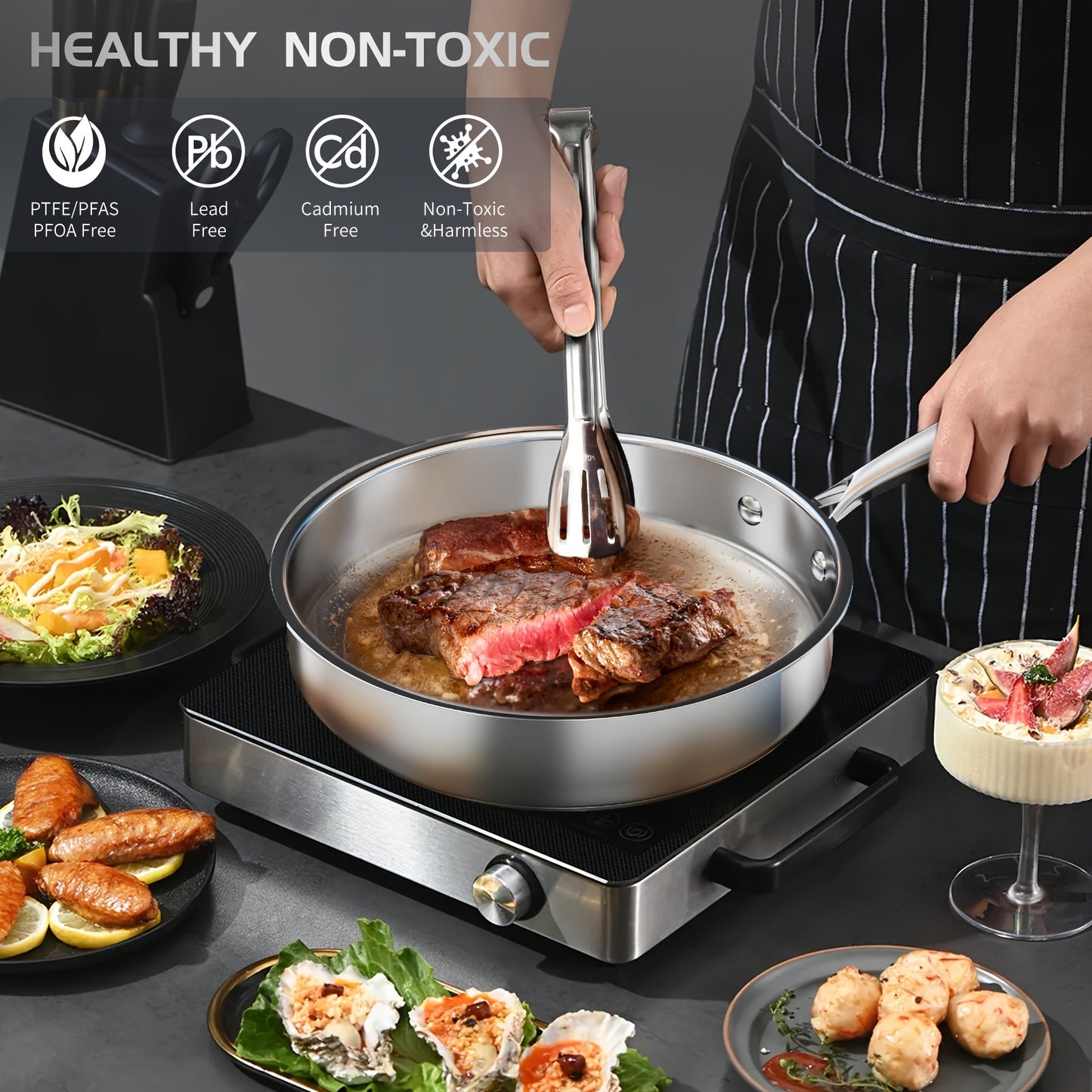 16-Piece Stainless Steel Cookware Set – 304 Steel Pots & Pans with Lids