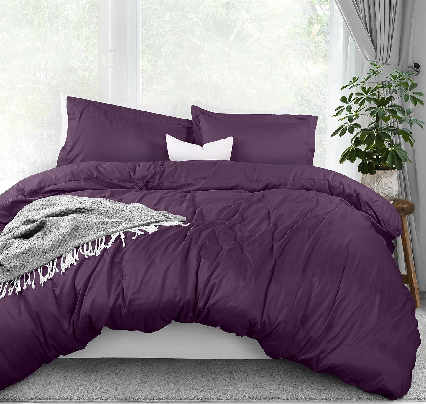 Duvet Cover Queen Size - 3 Piece with Zipper Closure - 1 Comforter Cover 90X90 Inches & 2 Pillow Shams 20X26 Inches (White) Comforter Not Included