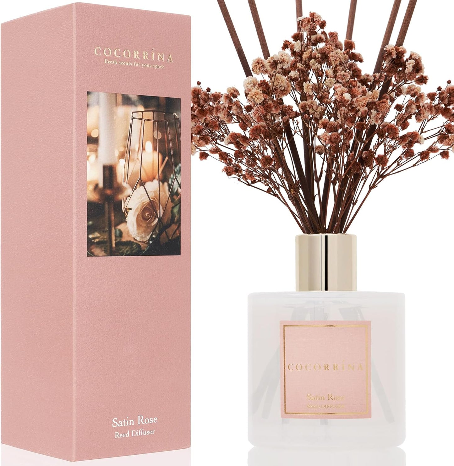 Reed Diffuser Set, 6.7 Oz Clean Linen Scented Diffuser with Sticks Home Fragrance Reed Diffuser for Bathroom Shelf Decor