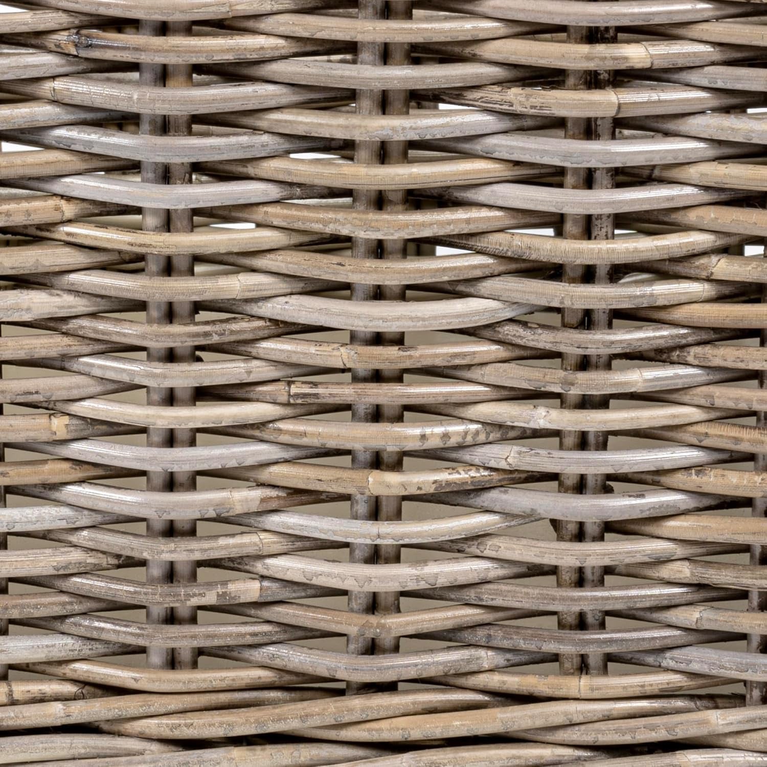 BSK1001A Yael Coastal Hand-Woven STORAGE Rattan Basket with Wheels and Handles for Storage and Decoration in Bedroom, Living Room, Laundry Room, Entryway, Kubu Gray