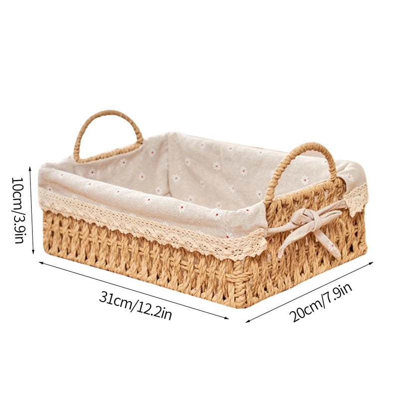 Woven Storage Baskets Wicker Basket for Gifts Kitchen Organizer Bathroom Organizing Baskets Desktop Organizer Container