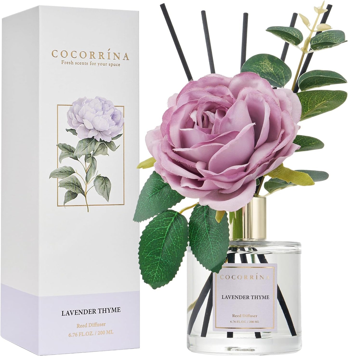 Reed Diffuser Set, 6.7 Oz Clean Linen Scented Diffuser with Sticks Home Fragrance Reed Diffuser for Bathroom Shelf Decor