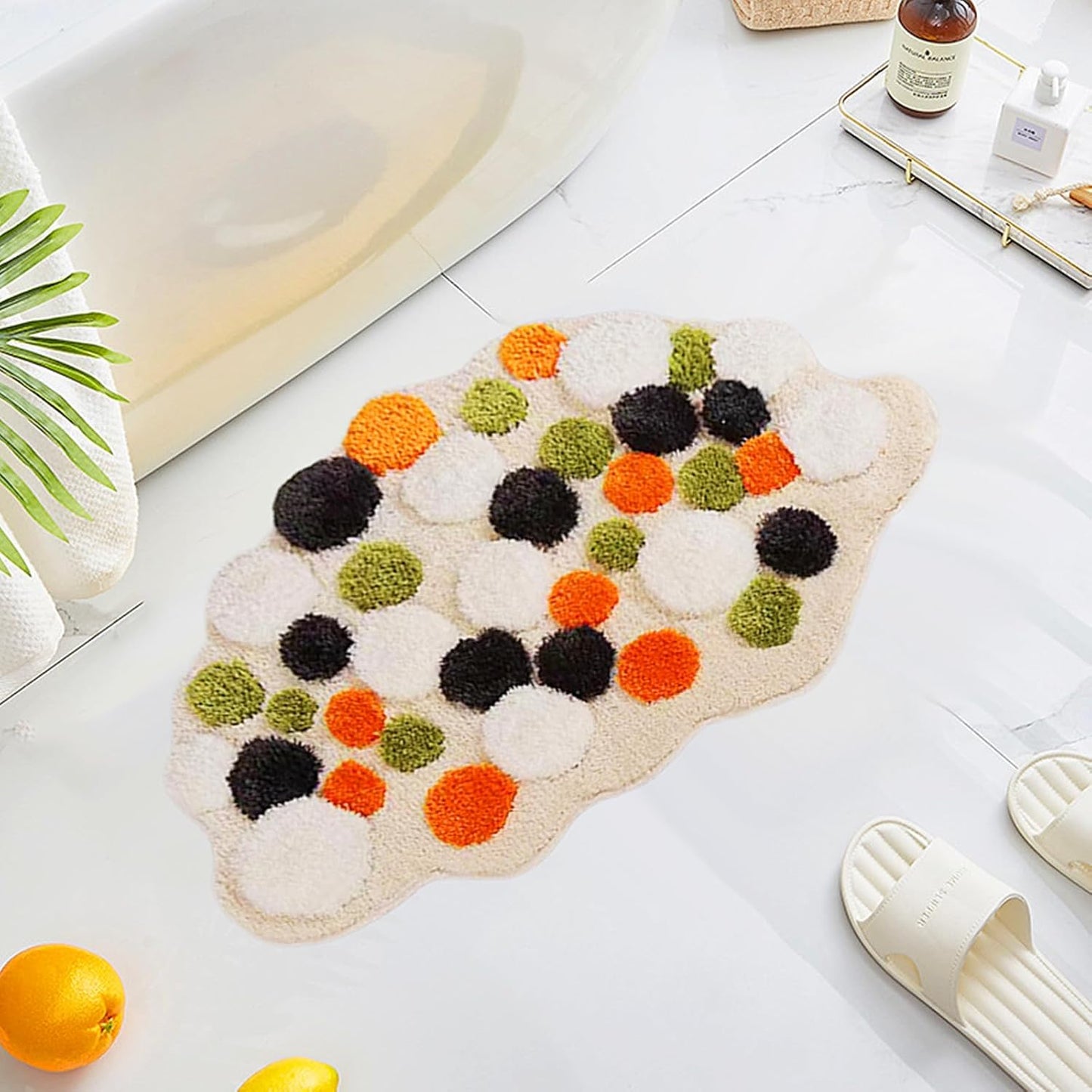 Soft Yellow Lemon Bath Rug for Kids Non Slip Absorbent Bath Mat Washable Shaggy Kids Bedroom Decor Bathroom Door Mat 31.5''X19.7''