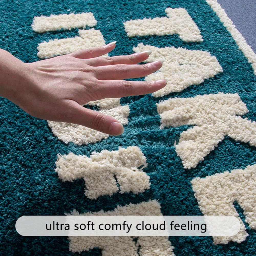 Green Beige Bath Rugs for Bathroom, Take It off Bath Mats Non Slip Water Absorbent Bathtub Shower Toilet Floor Mat, Cozy Microfiber Fluffy Bathroom Mats Decor Machine Washable 20X31.5 Inch