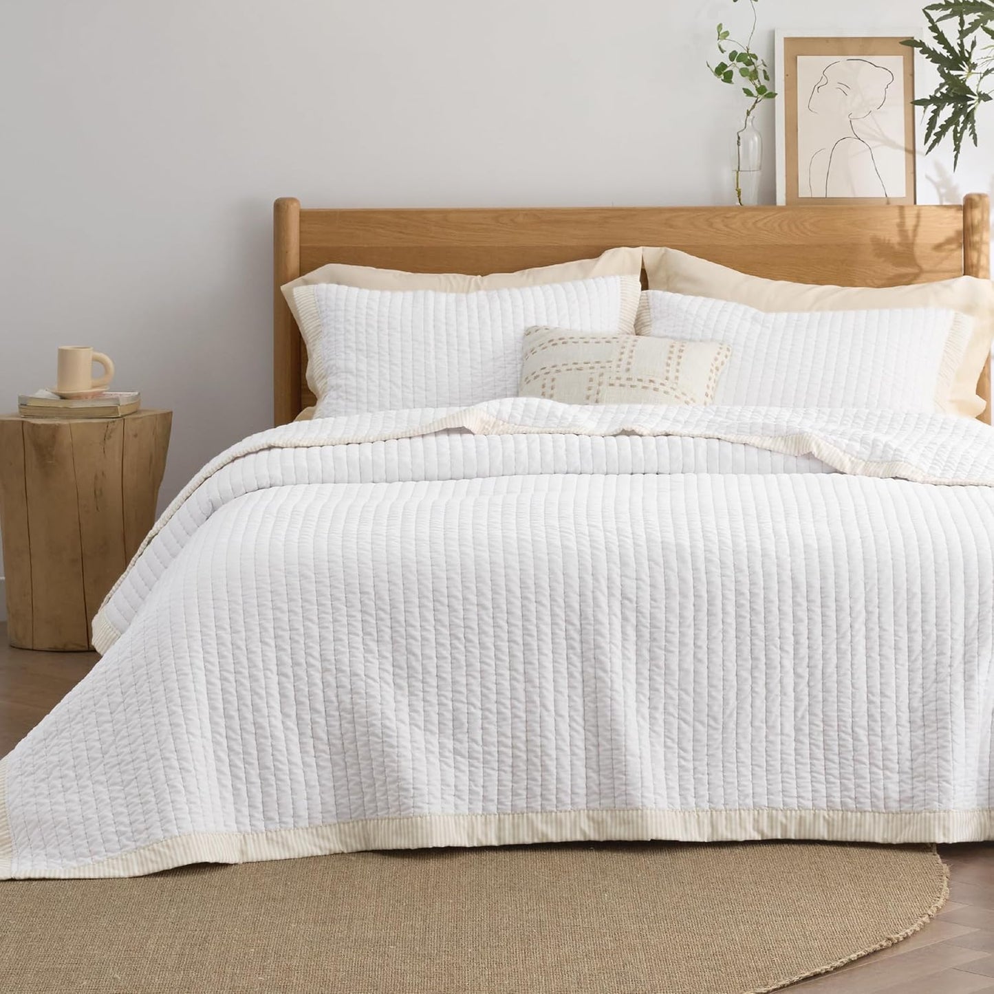 Quilts Queen Size - Queen Quilt Bedding Set Bedspread Coverlet Comforter, Lightweight Corduroy Pattern Bedspread, 3-Piece Set with 90"X96" Coverlet & 2 Pillow Shams, All-Season Soft Microfiber