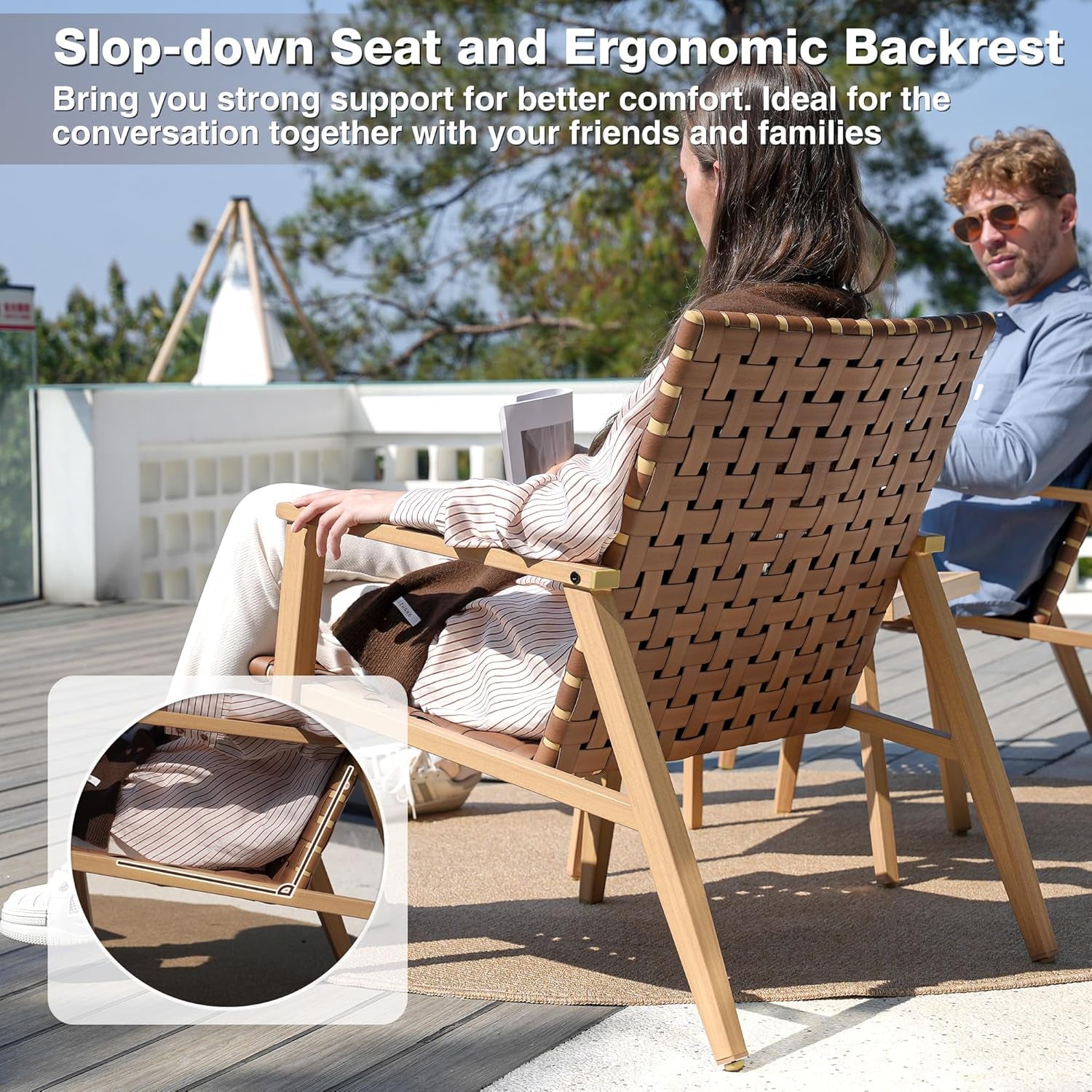 3 Piece Patio Bistro Set, Outdoor Conversation Chair Sets with Coffee Table, Patio Furniture Set for Porch Backyard Balcony Park Deck Poolside