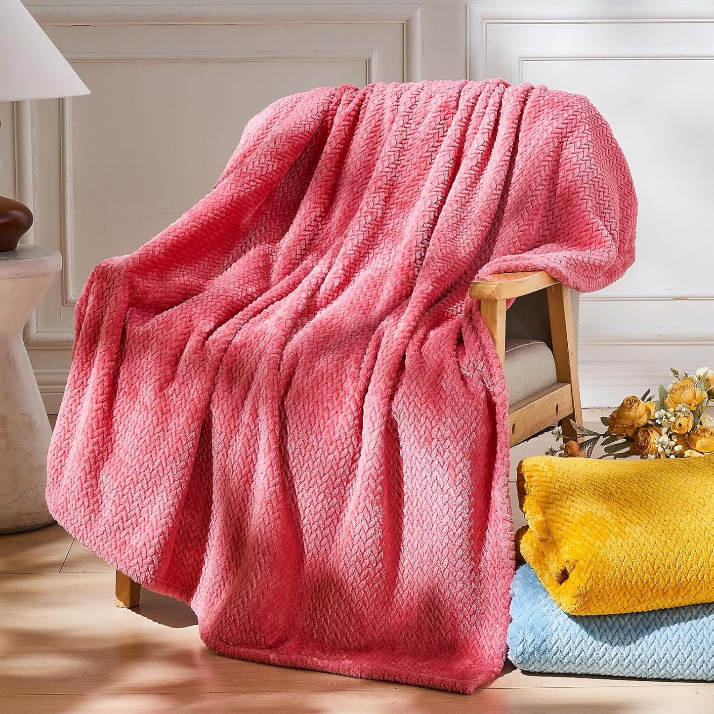 Super Soft Throw Blanket Sage Green Premium Silky Flannel Fleece Leaves Pattern Lightweight Bed Blanket All Season Use (Sage Green, Throw(50"X60"))