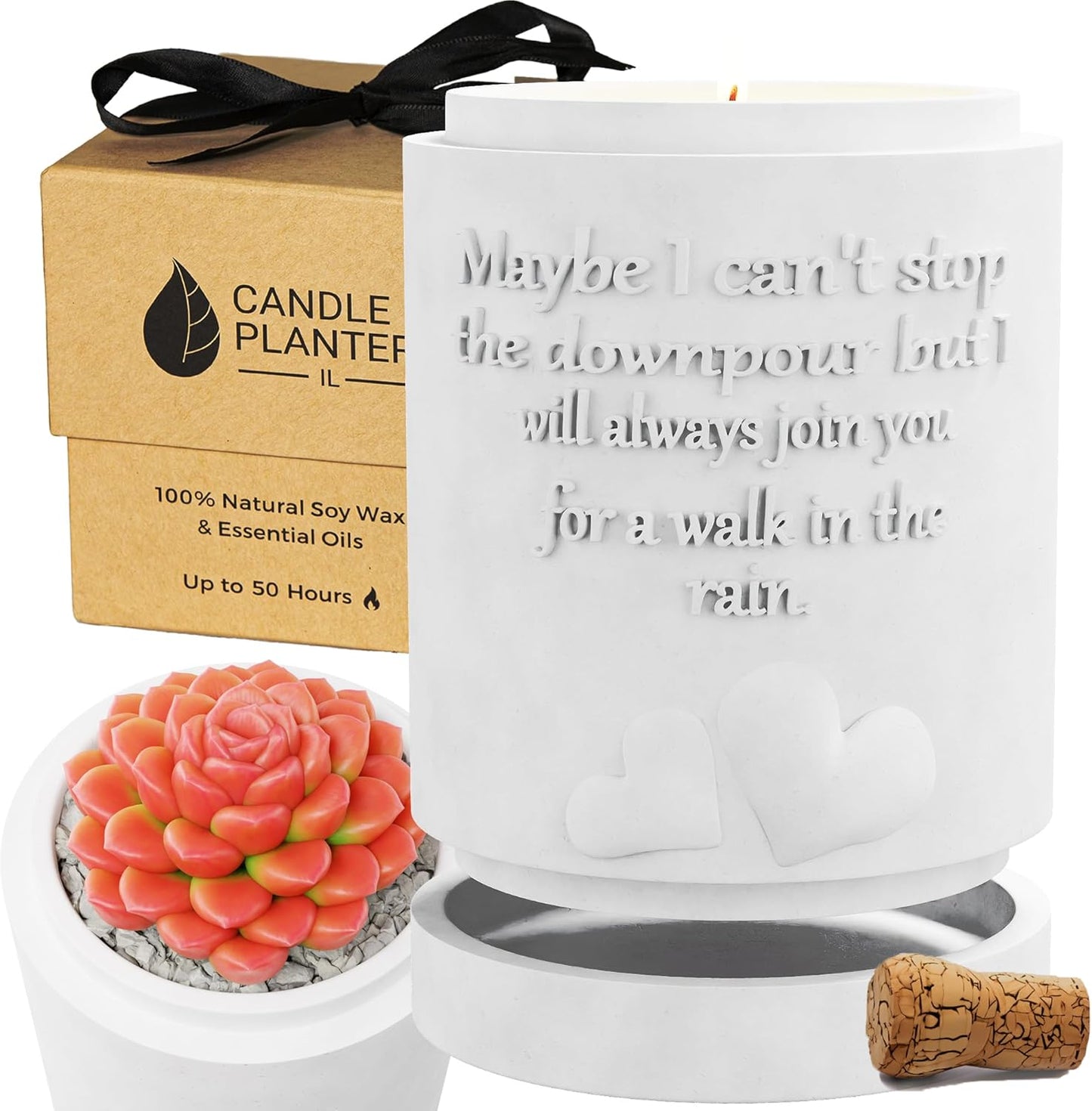 Concrete Cement Candle Planter - Aromatherapy, Soy Candle & Dual Purpose Jar Candles, Strong Gift Candles - Grey Lavender