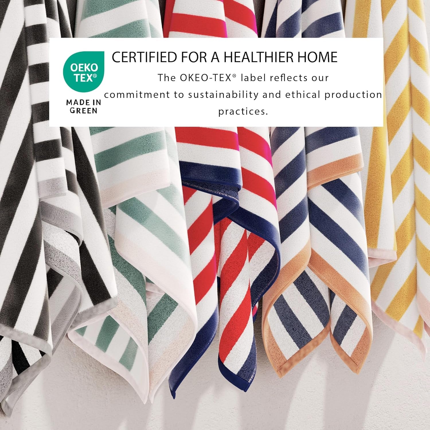 100% Cotton Velour Beach Towels - Oversized (35" X 70") Stripe Border Pool Towel - Quick Dry, Absorbent, Ultra-Soft (Mineral Blue/Blush).