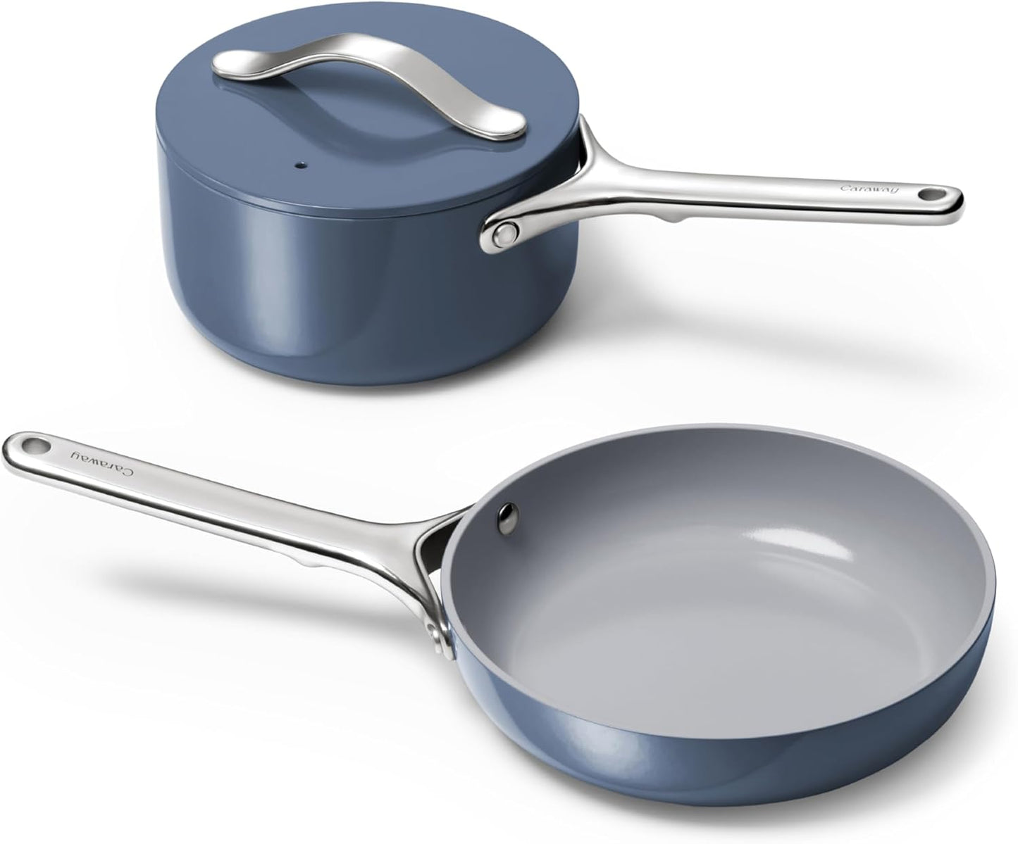Mini Cookware Set - Non-Stick Ceramic Fry Pan (1.05 Qt, 8") & Sauce Pan (1.75 Qt) - Non Toxic, PTFE & PFOA Free - Oven Safe & Stovetop Agnostic (Gas, Electric & Induction) - Perracotta